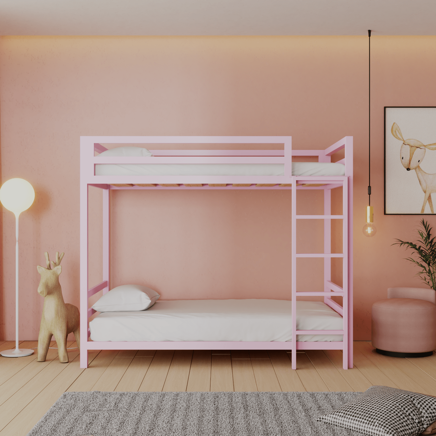 Litera individual de acero Rosa Nube - Literas MX