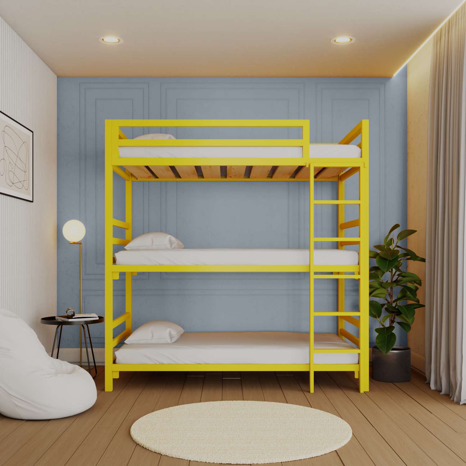 Litera Triple de acero Amarillo Electricidad - Literas MX