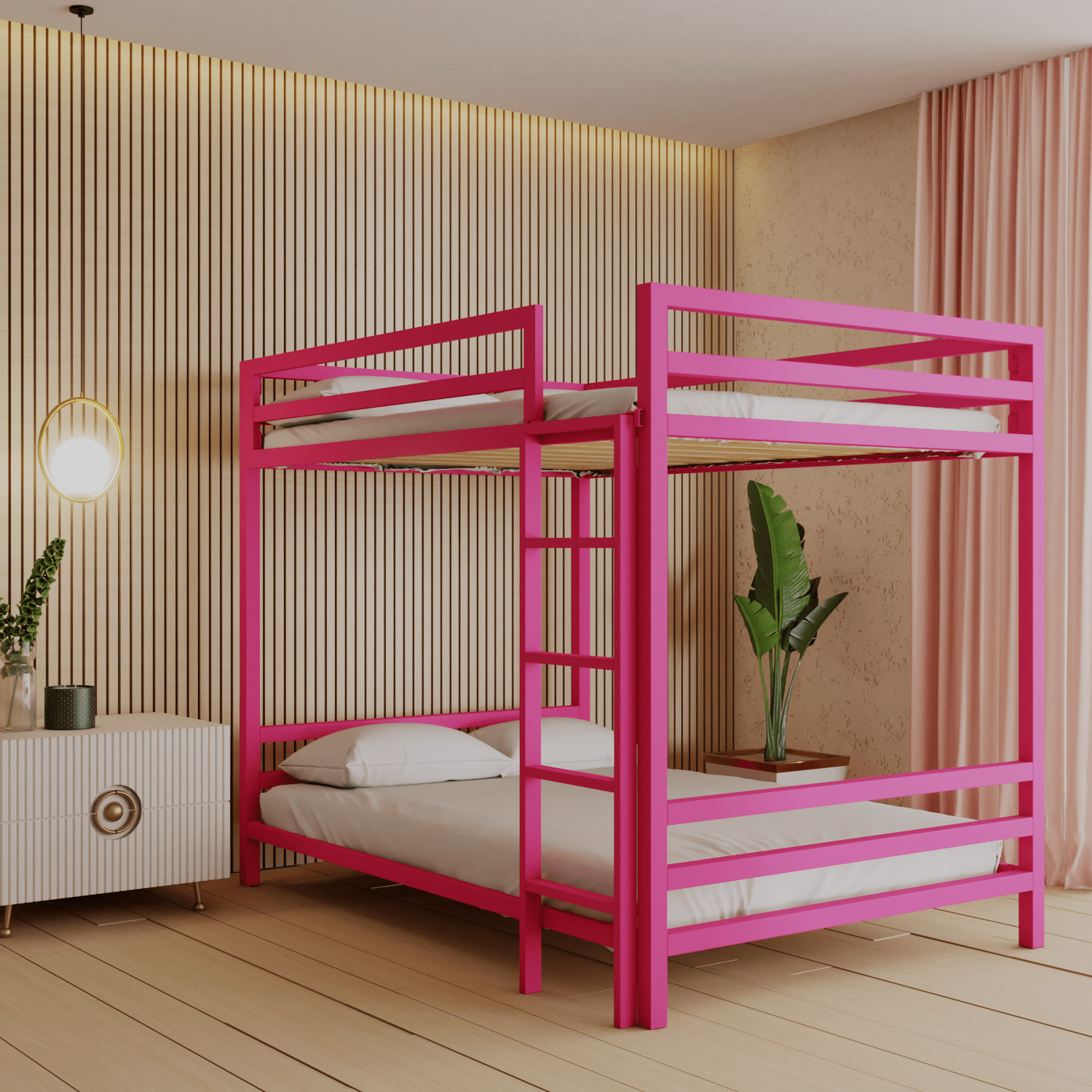 Litera Matrimonial de acero Rosa Vibrante - Literas MX