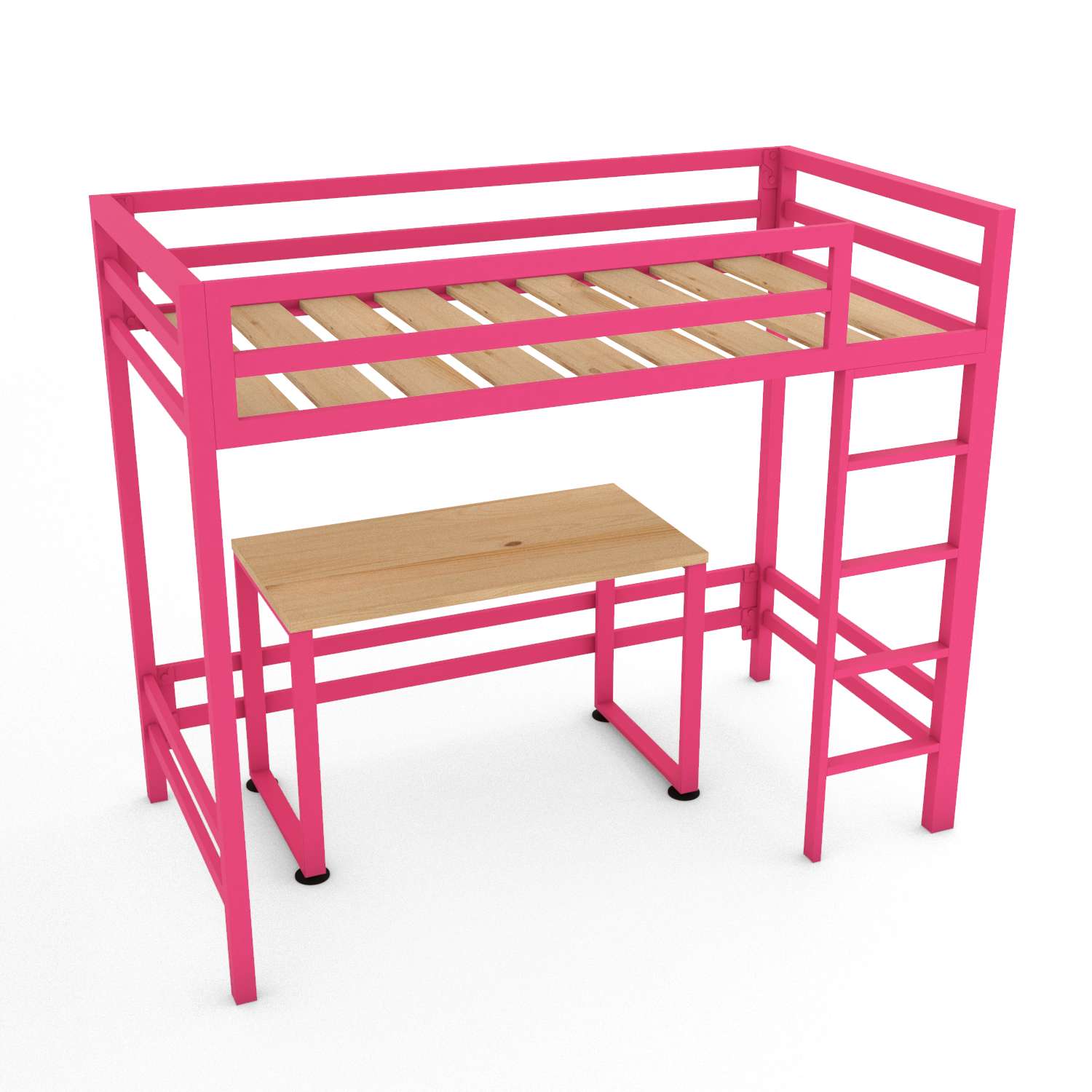 Litera con Escritorio de acero Rosa Vibrante - Literas MX