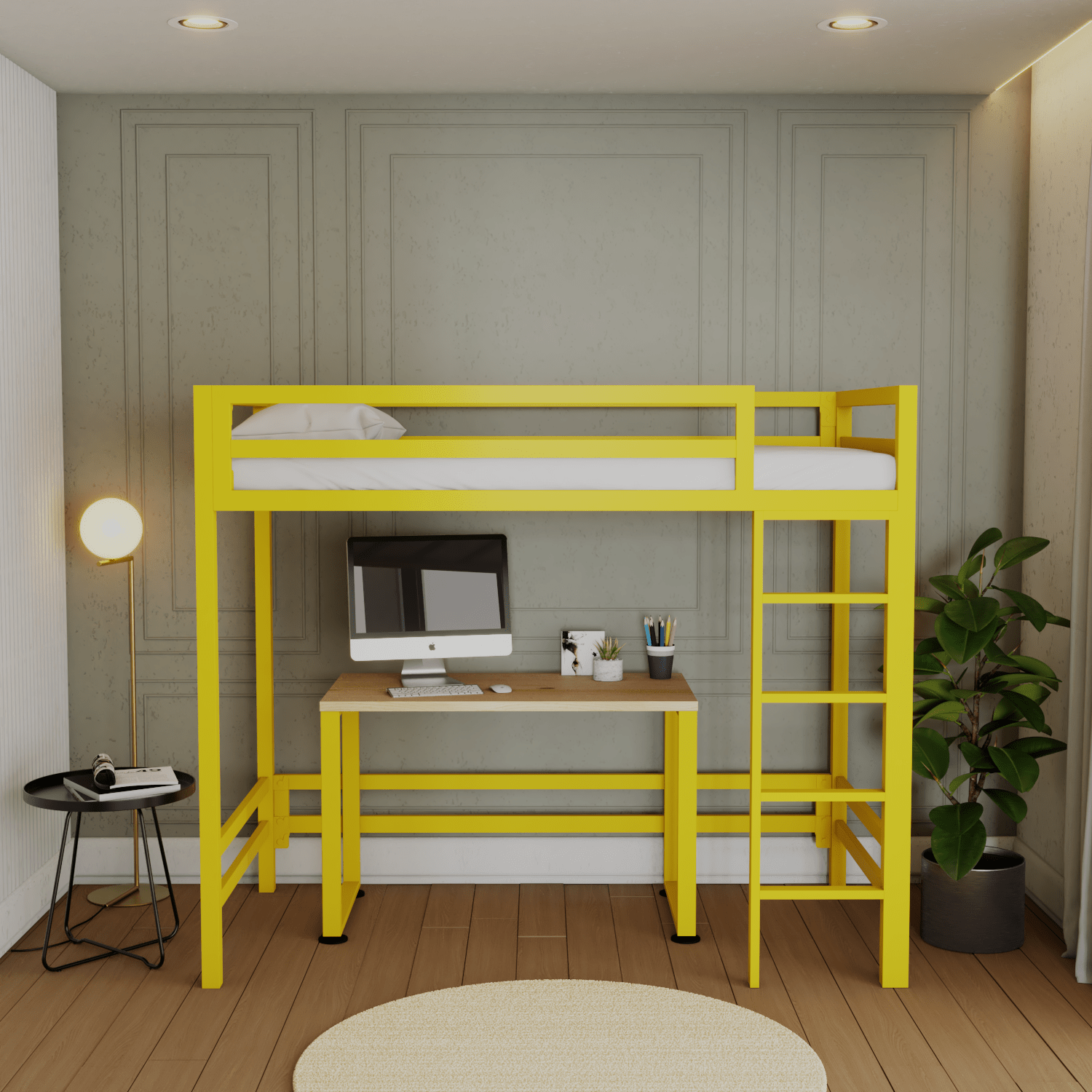 Litera con Escritorio de acero Amarillo Energía - Literas MX