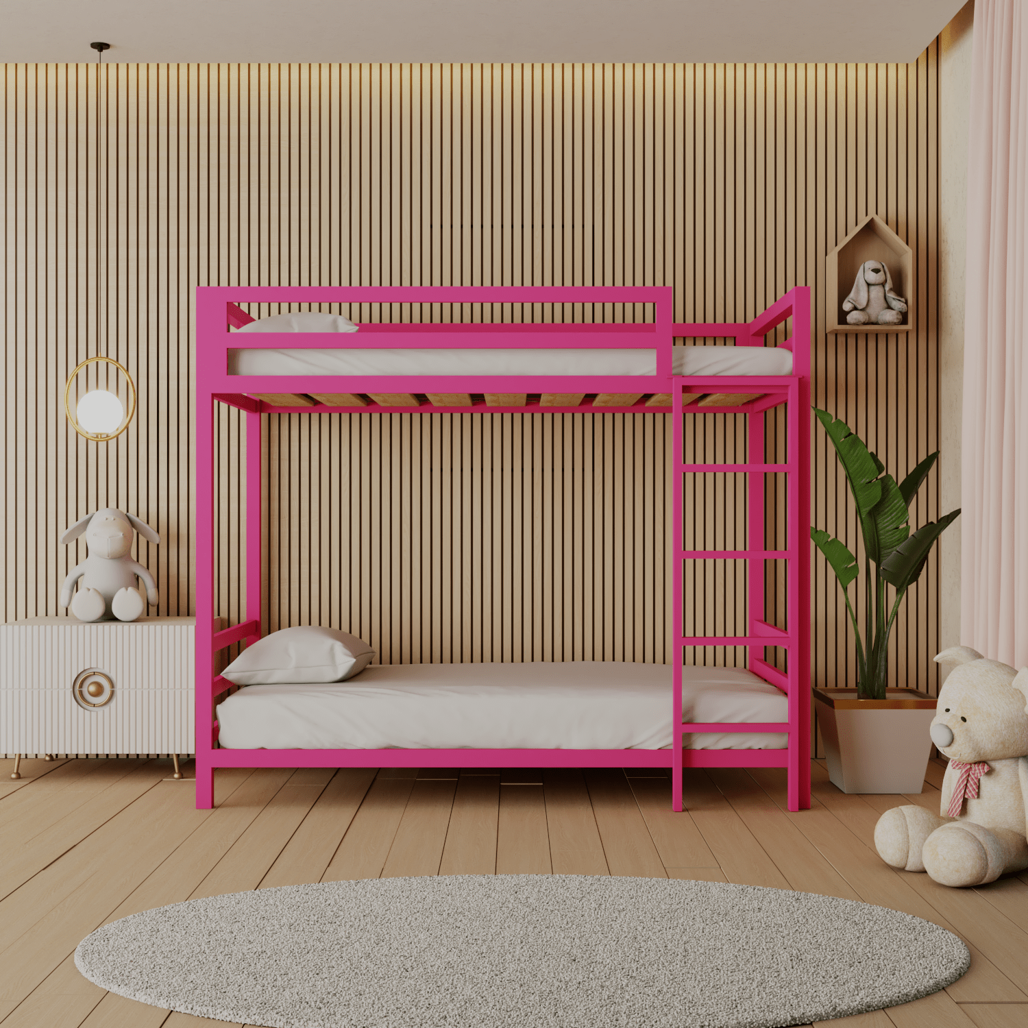 Litera individual de acero Rosa Vibrante - Literas MX