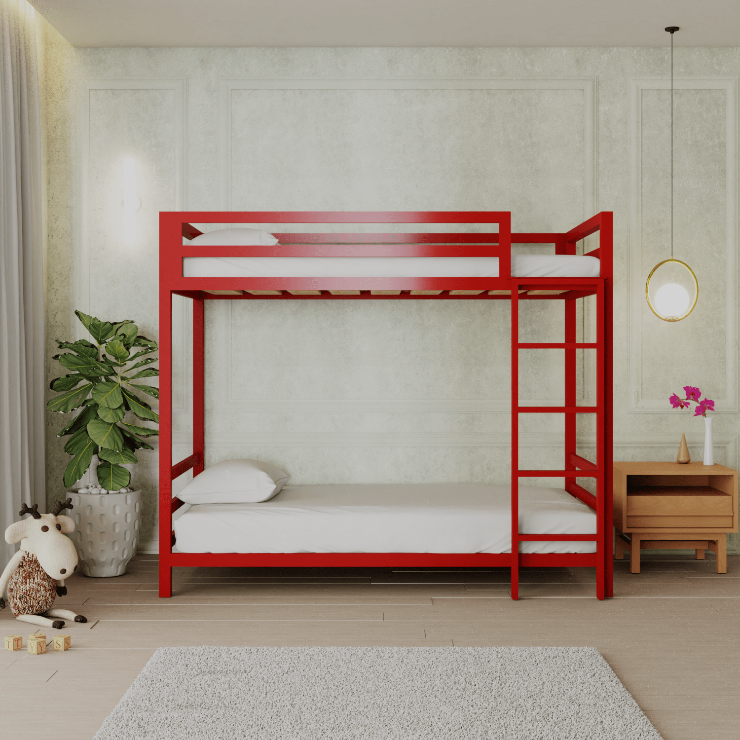 Litera individual de acero Rojo Encanto - Literas MX