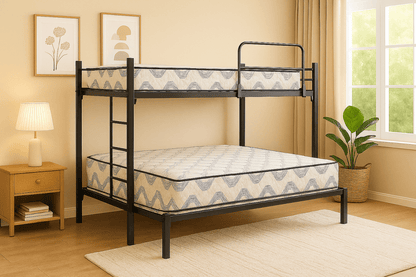 Litera Matrimonial e Individual Slim Negra con Colchones - Literas MX